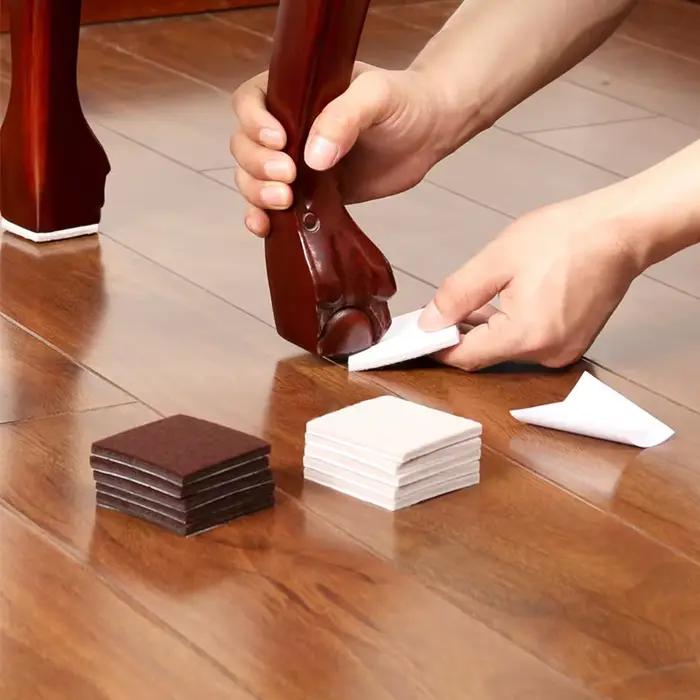 Coussinets en feutre auto-adhésifs pour meubles carrés, capuchons de pieds de chaise, housse anti-ra