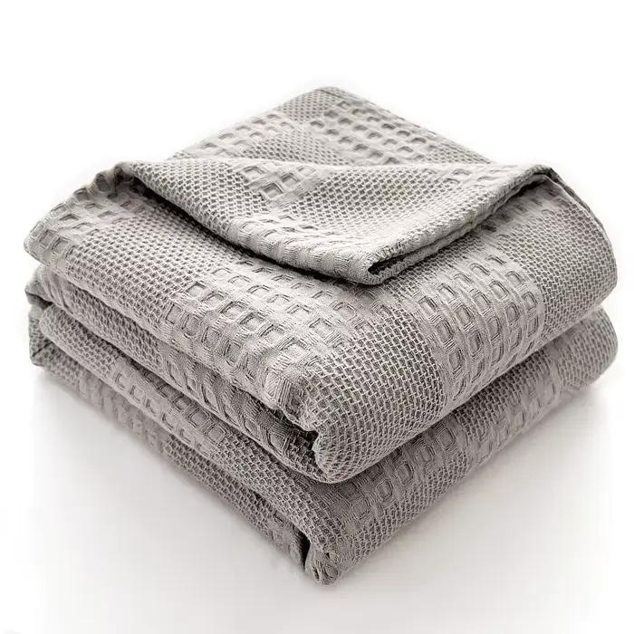 Couverture gaufrée 100% coton, douce et respirante, pour lit double, Queen, King, décorative, pour c