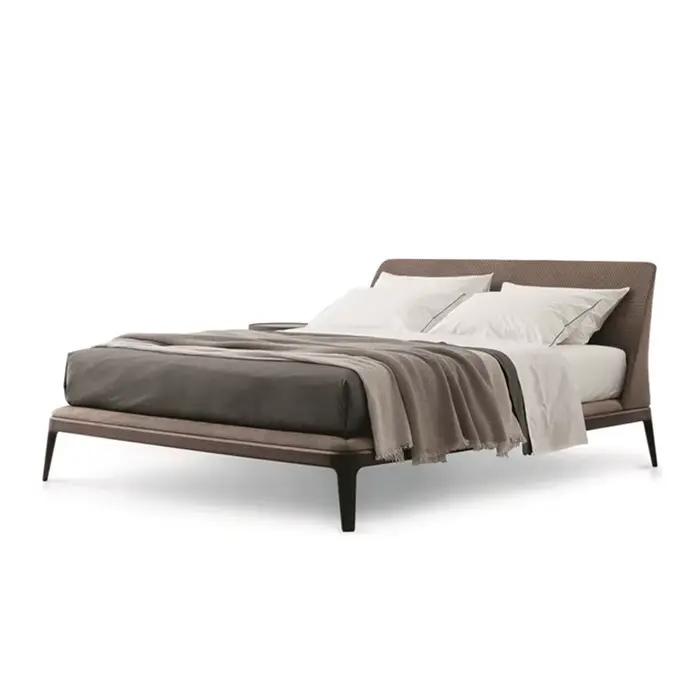 Ensemble de lit king size en simili cuir, meubles de chambre à coucher de luxe