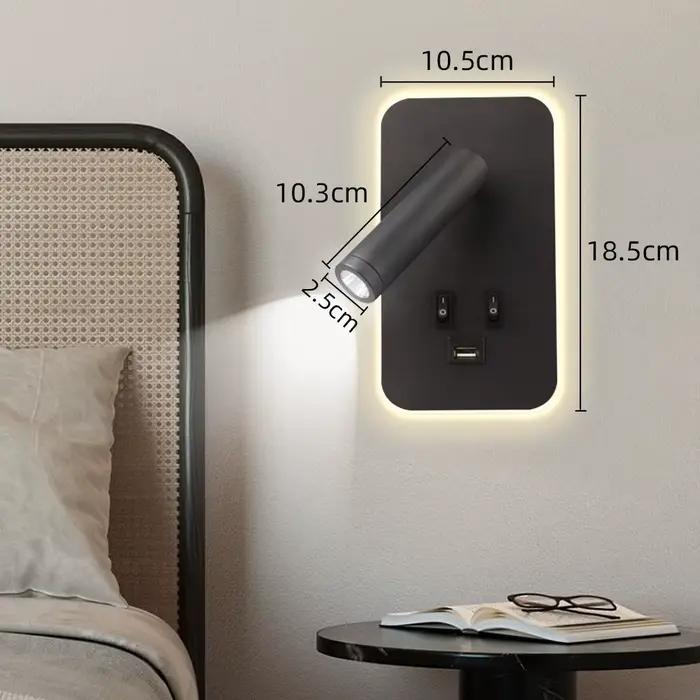 Lampe murale LED de chevet pour chambre à coucher, lampe de lecture minimaliste, lampe de lecture ro