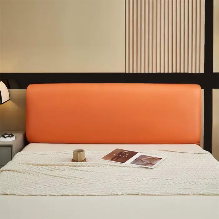 Housse de tête de lit en cuir de couleur unie, douce, anti-poussière, décoration de la maison, prati