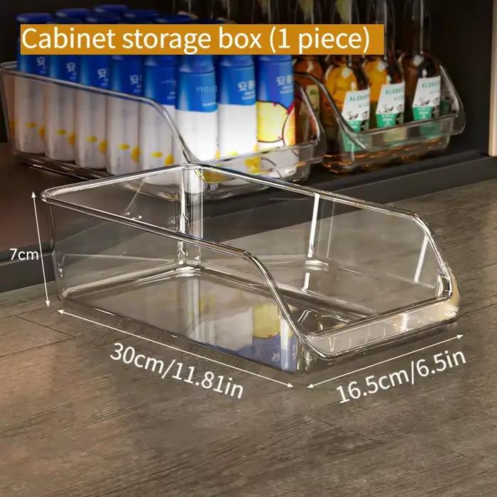Organiseur d'armoire en acrylique, organiseur de réfrigérateur transparent, bac de rangement en plas