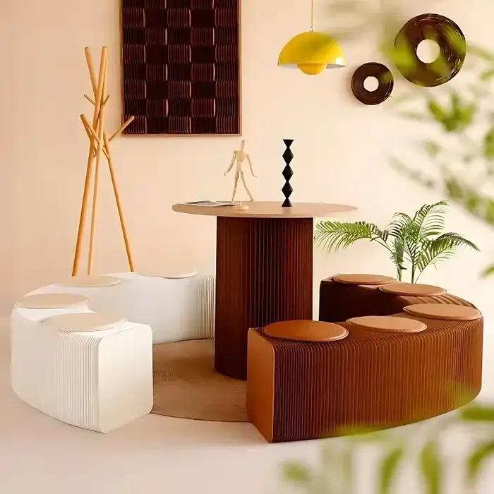 Tabouret pliant escamotable de papier de banc, tabouret paresseux télescopique de sofa, tabouret bas