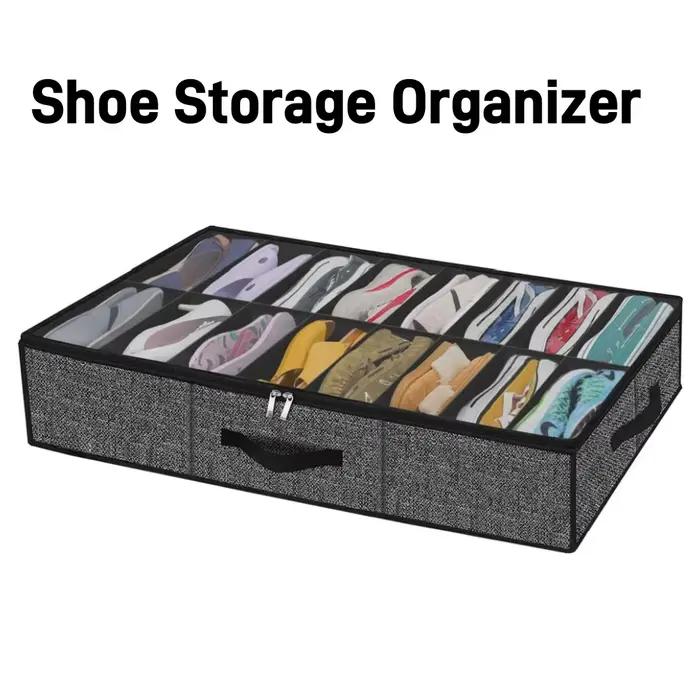 Boîte de rangement de chaussures pour sous le lit, adaptée à 12 paires, placard pliable sous le lit,