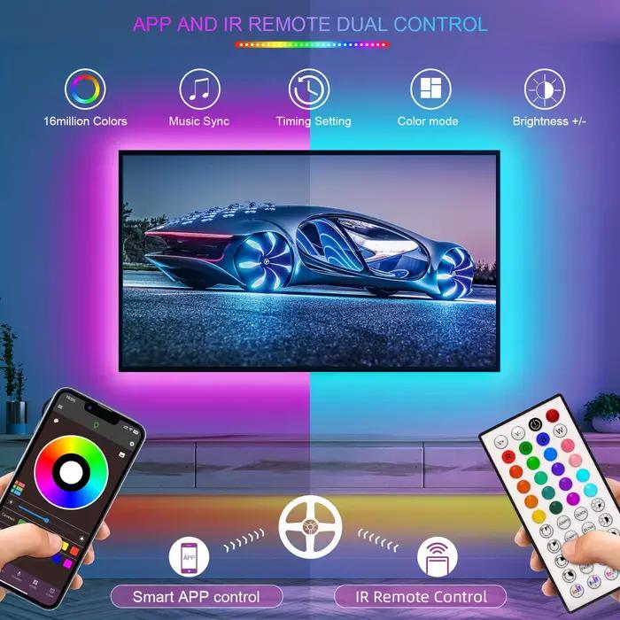 Bande Lumineuse LED RGB Flexible pour Décoration de Chambre à Coucher, Rétro-Éclairage TV, Ruban de 