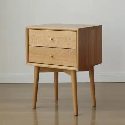 Table de chevet nordique en bois massif, aucun bois, chambre à coucher, petit Psychavec tiroirs de p