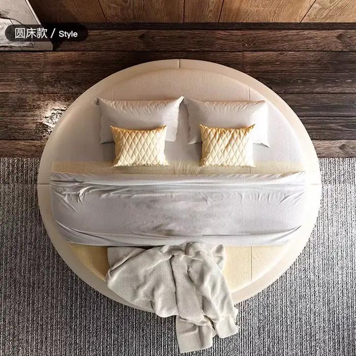 Lit de chambre à coucher 200x200cm, Tatami, Lit rond moderne italien, Lit double de luxe Queen, Meub