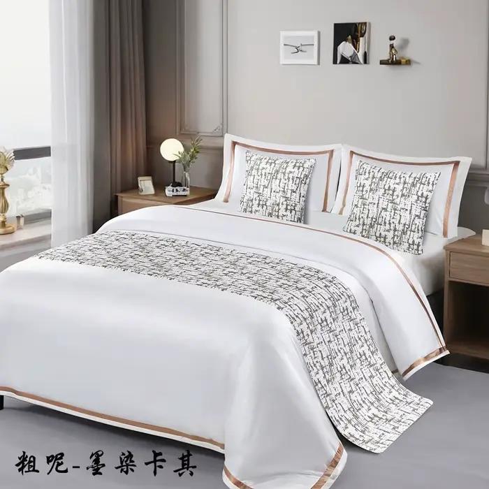 Style européen moderne minimaliste chambre hôtel queue couverture couverture de lit Jacquard sergé T