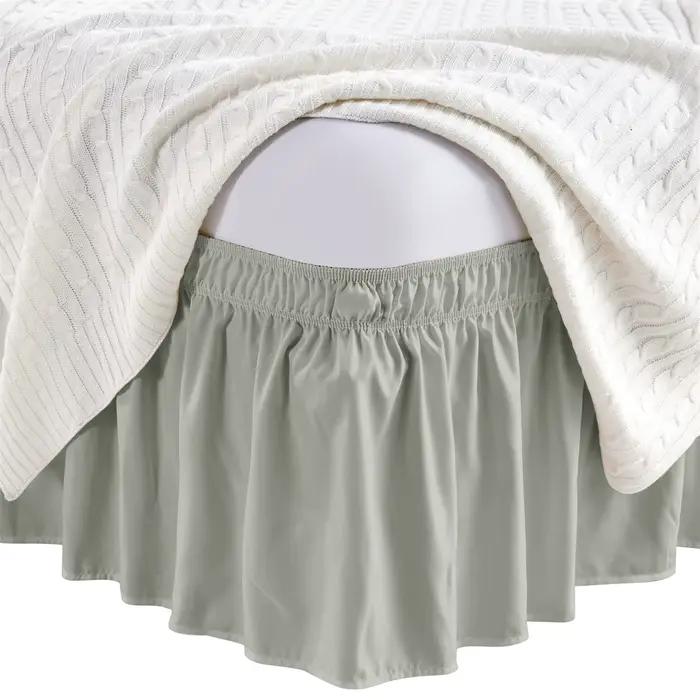 Jupe de lit élastique enveloppante, sans plis et résistante à la décoloration, ajustable, taille com