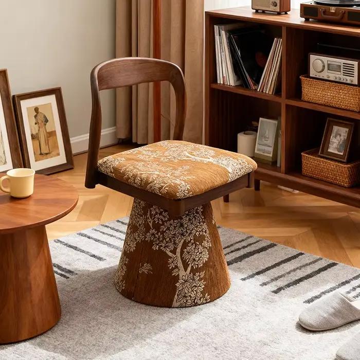 Fauteuil d'appoint moderne nordique à carreaux marron multifonctionnel pour chambre, salle à manger,