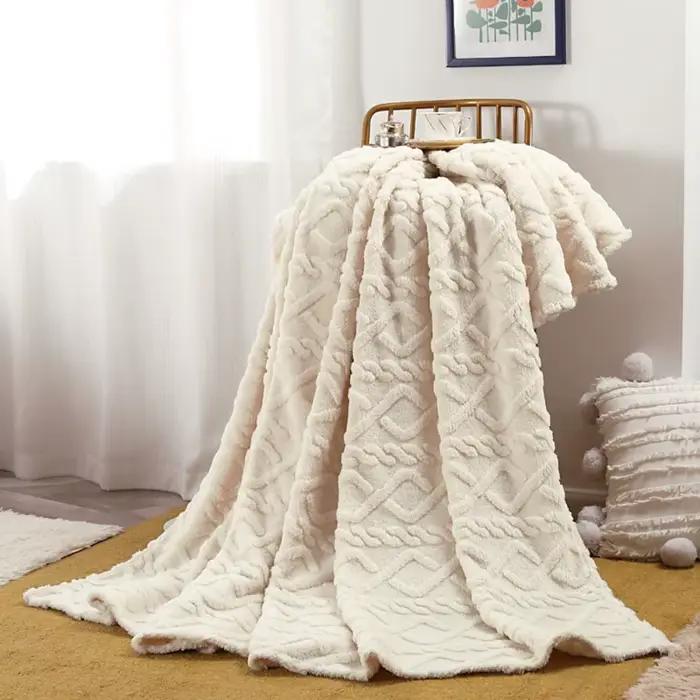 Couverture en peluche lavable en machine pour canapé et lit, couverture chaude pour chambre à couche