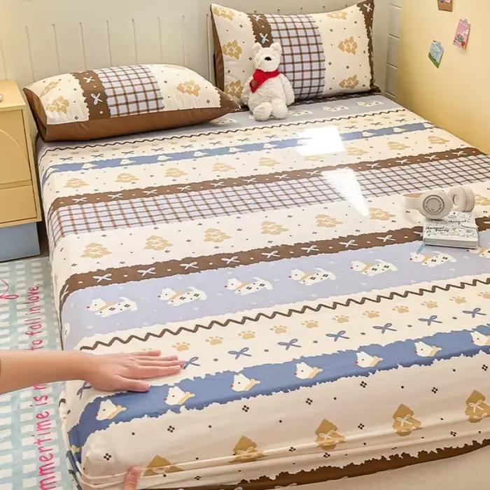 Drap de lit 100% coton pour adultes et enfants, drap-housse doux pour la peau, linge de lit de Style