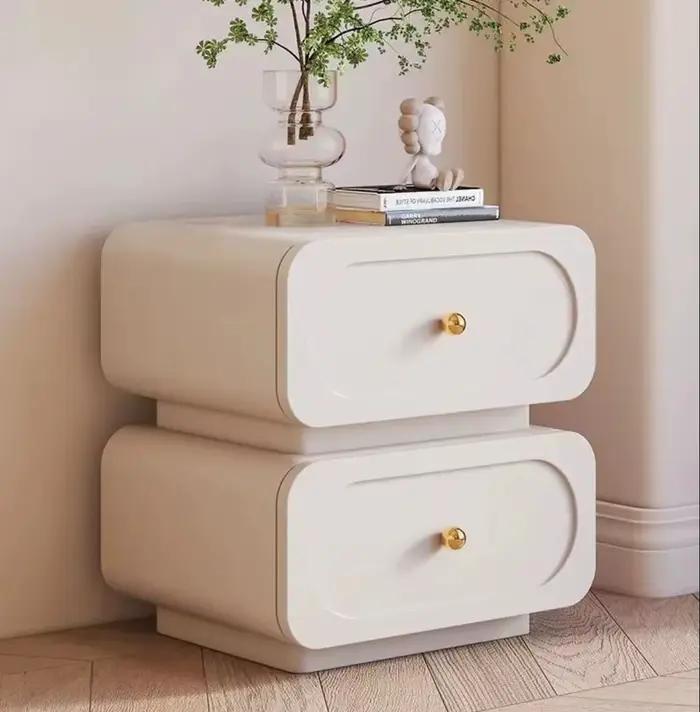 Table de chevet en bois massif de Style italien, Simple, moderne, crème, minimaliste, chambre à couc