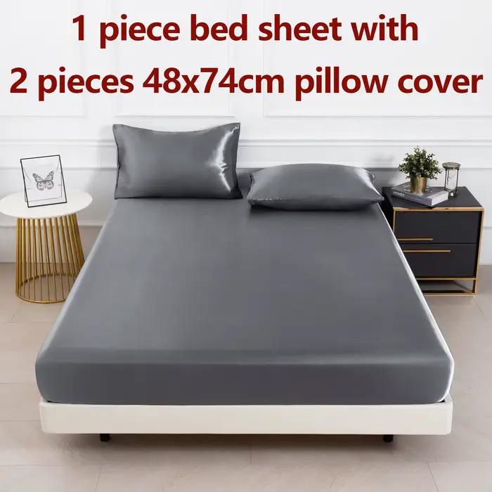 Ensemble de draps-housses de couleur unie, 3 pièces, 1 drap de lit avec 2 housses d'oreiller, tissu 
