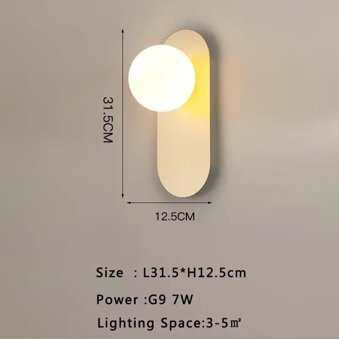 Lampes murales LED boule de verre d'intérieur de chevet avec ampoule pour chambre salon appliques mu