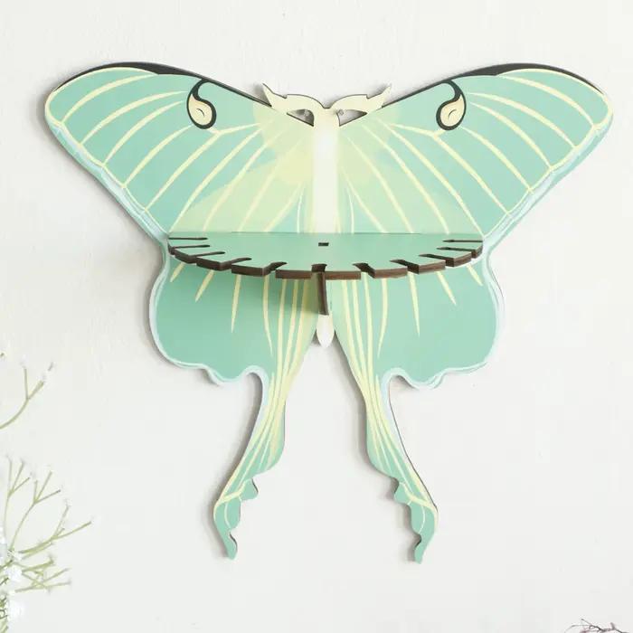 Étagère murale flottante en bois papillon, décoration de la maison Boho, présentoir, chambre ouverte