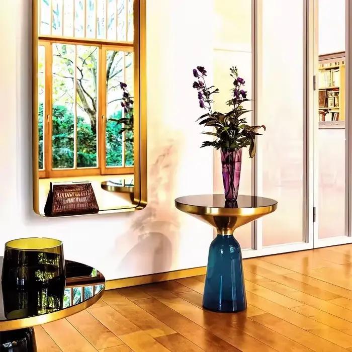 Table de chevet nordique de luxe abordable, table d'appoint de canapé, table basse, verre rond d'int