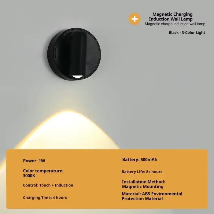 Lampe murale LED de chevet tactile sans fil pour intérieur, projecteurs à chargement USB, appliques 