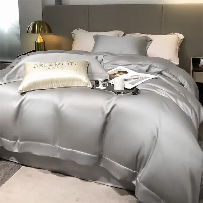 Parure de lit en bambou 100% soyeux, ensemble de housse de couette en bambou pur biologique avec dra