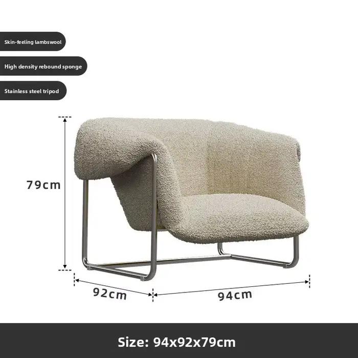 Canapé simple de luxe nordique, chaise de salon en cachemire et acier inoxydable, meubles de maison,