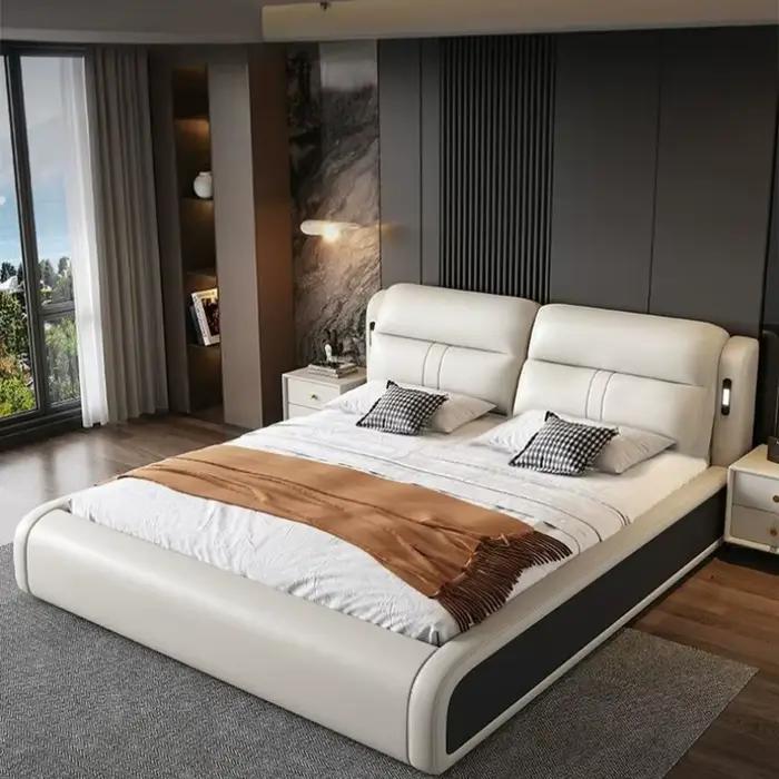 Lit De couchage lits minimaliste double tête De lit lits De luxe moderne Unique Cama De Lujo Para do