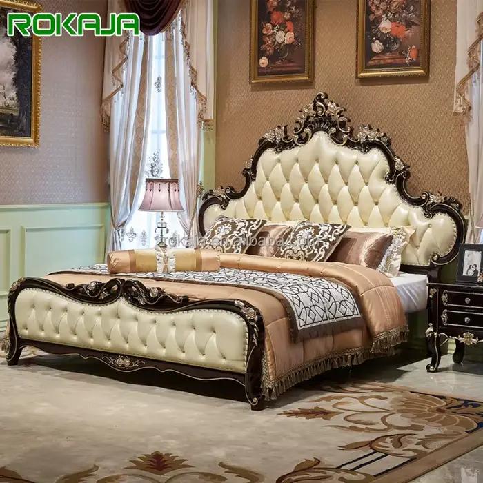 Lit King de luxe européen en bois massif sculpté, Style princesse royale, pour maison, hôtel, classi