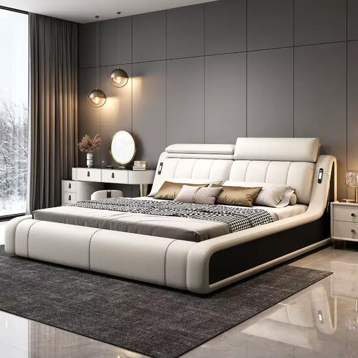 Cadre de couchage lit Unique minimaliste tables de chevet lit fantaisie tête de lit nordique Muebles