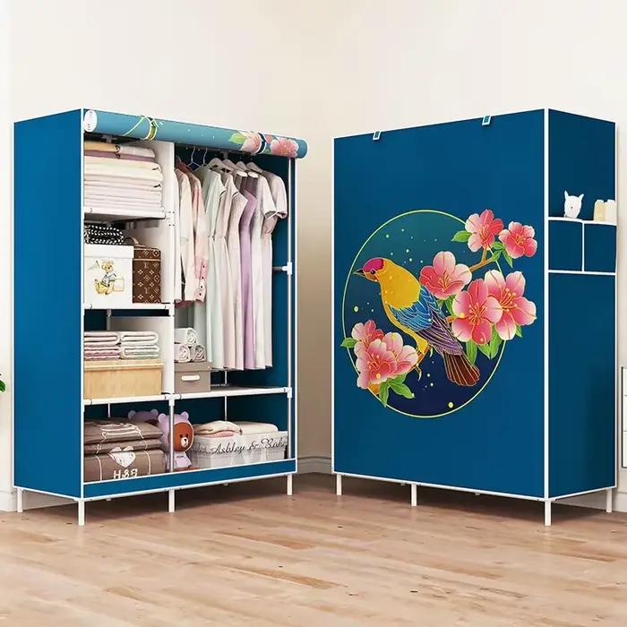 Étagères de rangement pour garde-robe en tissu Oxford, faciles à assembler, poches latérales anti-sp