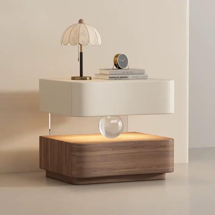 Table de chevet en bois esthétique, table de nuit de luxe moderne, meuble de rangement minimaliste m