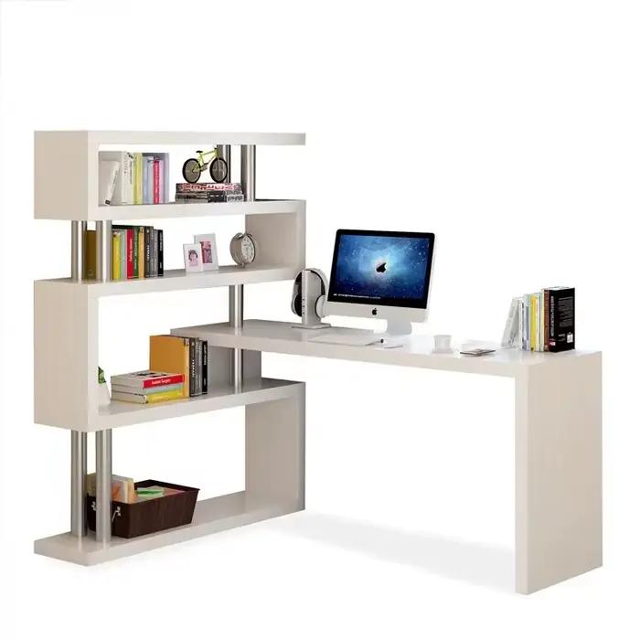 Bureau d'ordinateur moderne avec étagère, bureau debout avec étagère, étagère en bois de haute quali