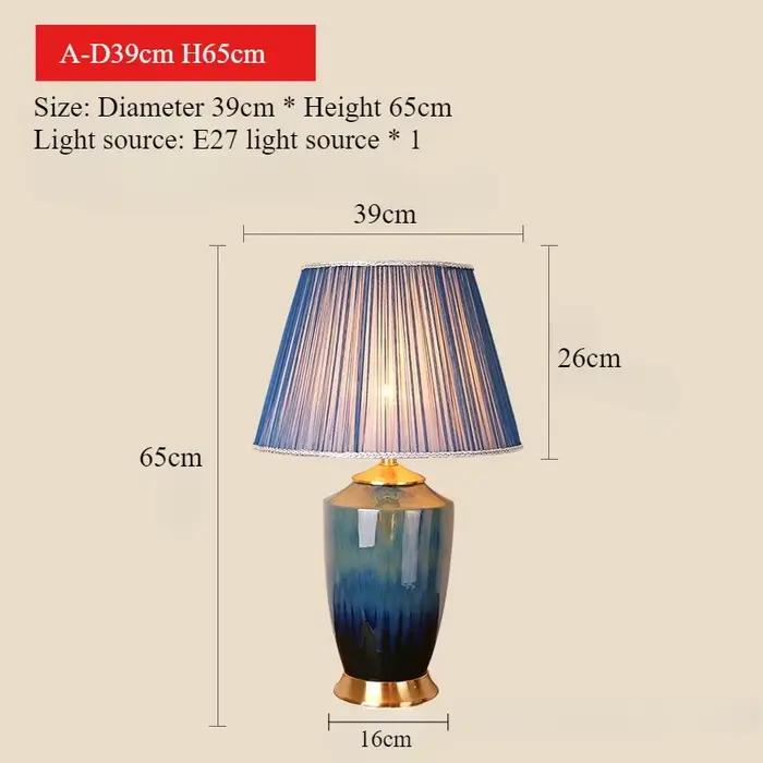 SANDYHA élégant bleu lampe de Table en céramique chambre élégante lampe de chevet Chic salon décor p