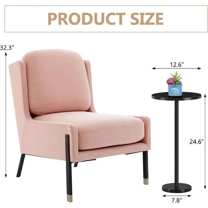 Table d'appoint ronde moderne sur pied en marbre – Petite table de cocktail pour patio, canapé et ch