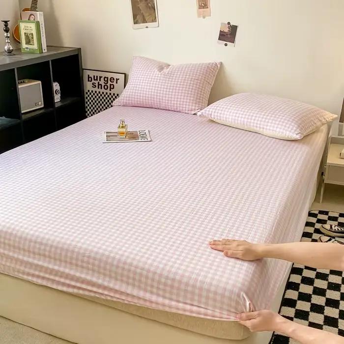 Drap-housse de Style à carreaux, couvre-lit élastique doux pour la peau, pour filles et garçons, cou