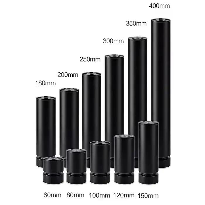 Pied de Meuble Réglable en Aluminium Noir, Support de Meuble TV, Table Basse, Canapé, Colonne de Dia
