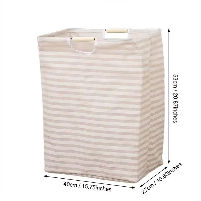Panier à linge pliable en coton et lin avec poignées pour chambre à coucher, salle de bain, rangemen