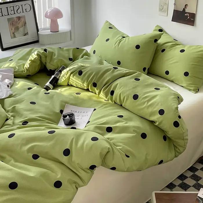 Ensemble de draps de lit en lin StrihearDots, housse de couette, drap de lit, couette, taille Queen,