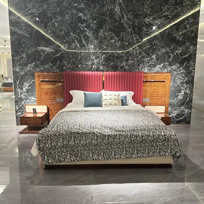 Meubles de maison de luxe modernes, tête de lit souple, cadre en bois massif, lit rembourré, Queen, 