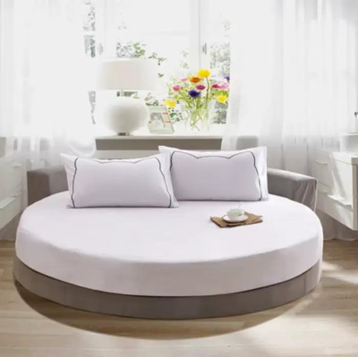 Drap de Lit Rond 100% Coton avec Bande artificiel astique, Juste de Matelas Douce pour la Peau
