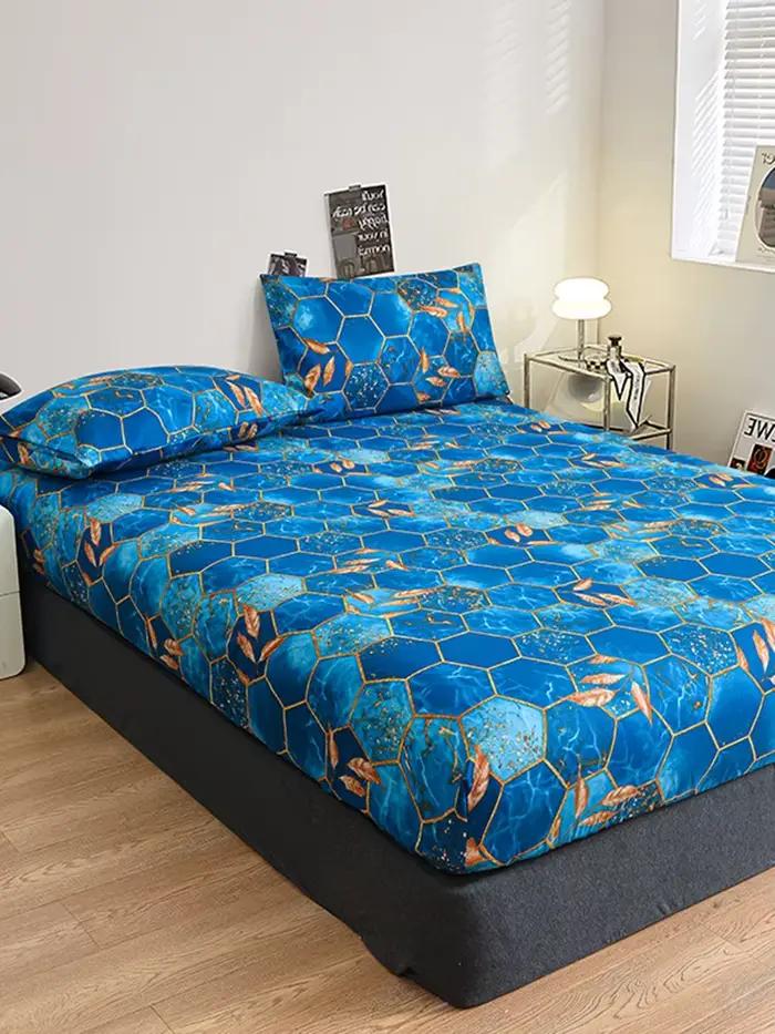 Illant de lit imprimé en polyester avec bande élastique, drap-housse doux, protège-matelas respirant