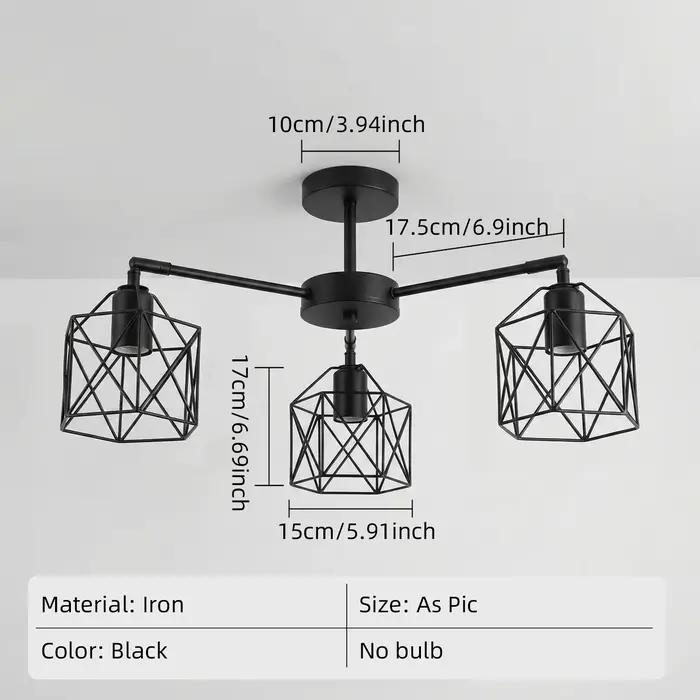 Luminaires en fer noir style loft vintage, luminaires de plafond pour cuisine, chambre, salon, burea