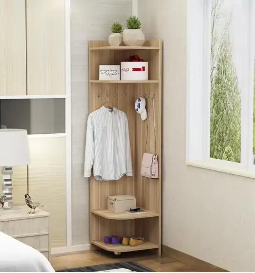 L'étagère d'angle de grande capacité pour vêtements et chapeaux convient aux chambres modernes