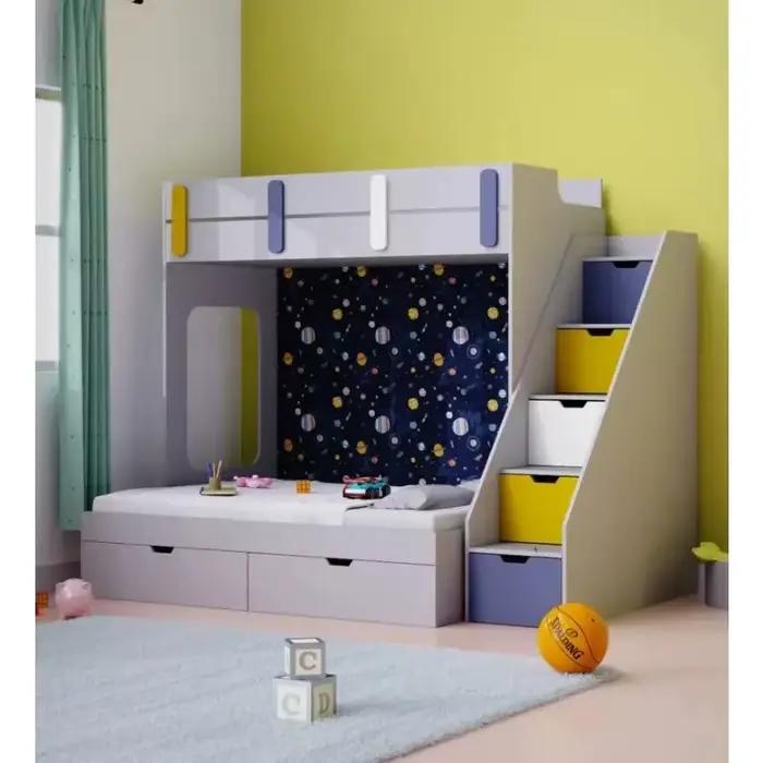 Lit superposé personnalisable pour lit double/enfant avec armoire de rangement, escaliers et lit dou