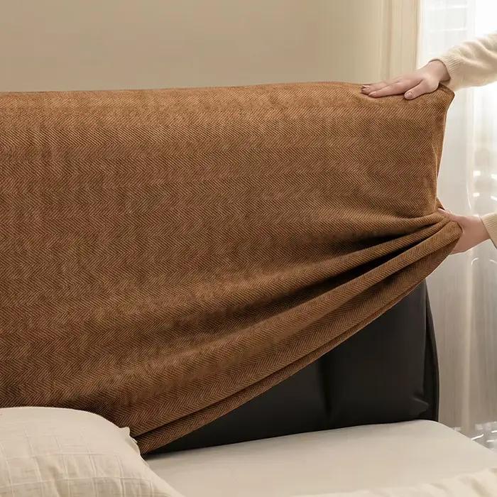 Housse de tête de lit et de cadre de lit en tissu chenille, housse de sommier anti-rayures, résistan