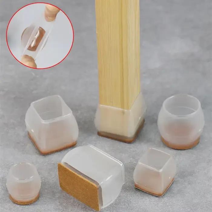 Lot de coussinets en silicone pour pieds de chaise, 4 pièces, protection pour pieds de table, rectan