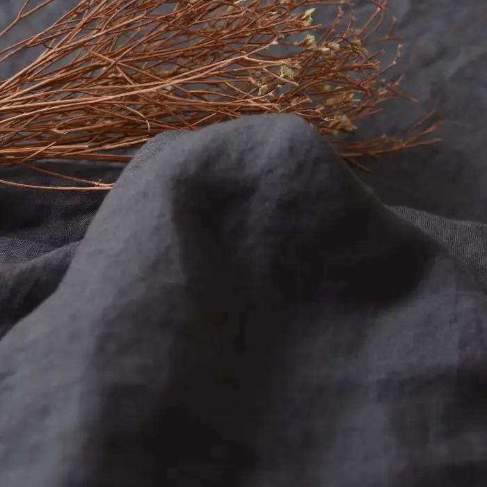 Drap-housse en lin naturel 100% pur, couvre-lit simple/Queen/King Size, à volants, antidérapant