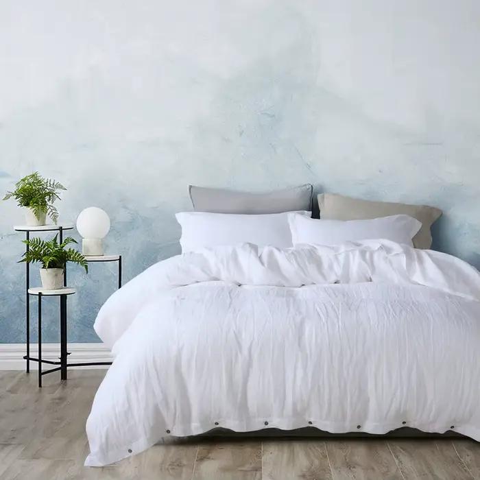 Housse de couette 100% lin français naturel, douce et confortable, Queen, Textile de maison Durable 