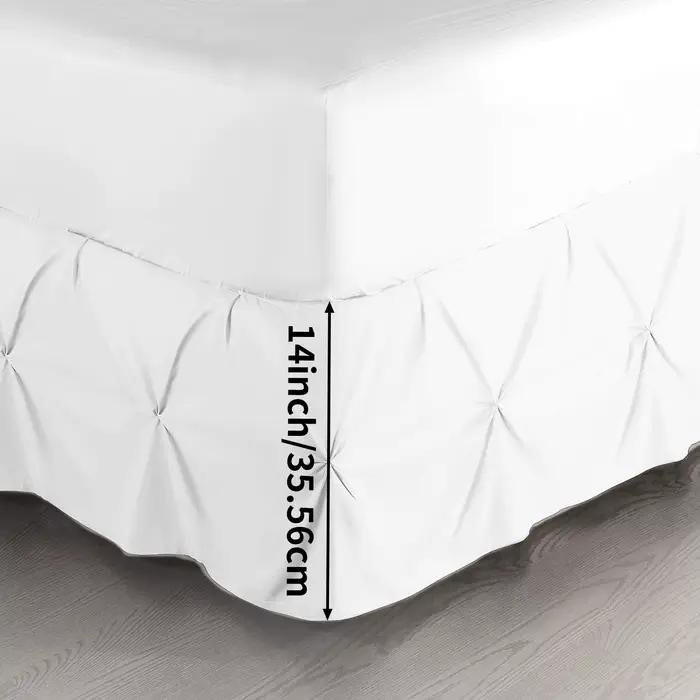 Jupe de lit blanche de qualité hôtel, 1 pièce, plissée élastique, 14 pouces, drap de lit enveloppant