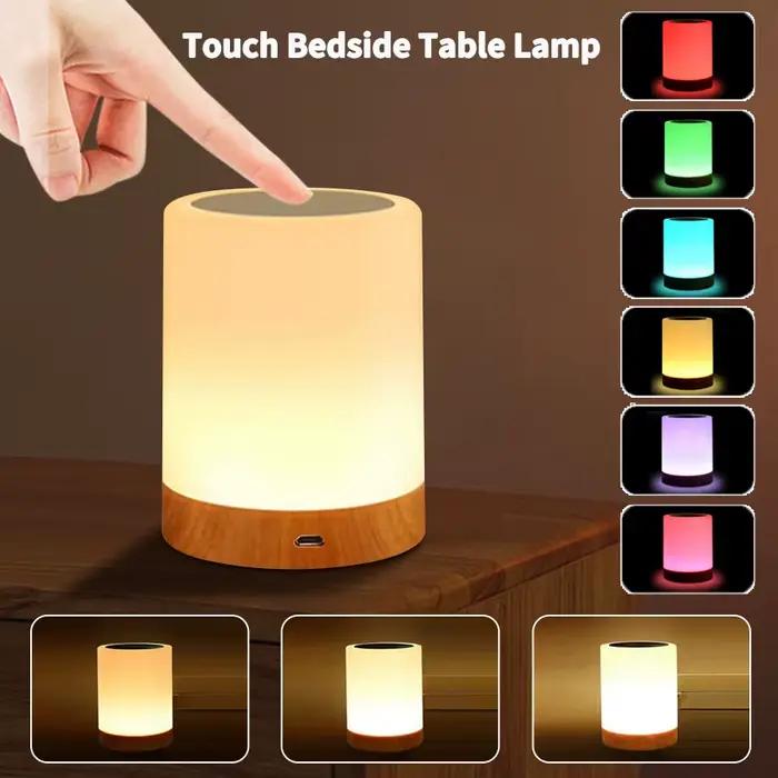 Lampe de chevet tactile RGB, Rechargeable par USB, veilleuse, lampe de bureau, décoration de chambre