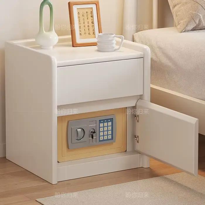 Table de chevet minimaliste sécurisée avec tiroirs, design nordique, avec serrure à code, confortabl