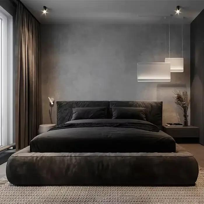 Lits modernes et uniques sous rangement, tables de nuit, cadres de lit Queen Size, tête de lit de lu